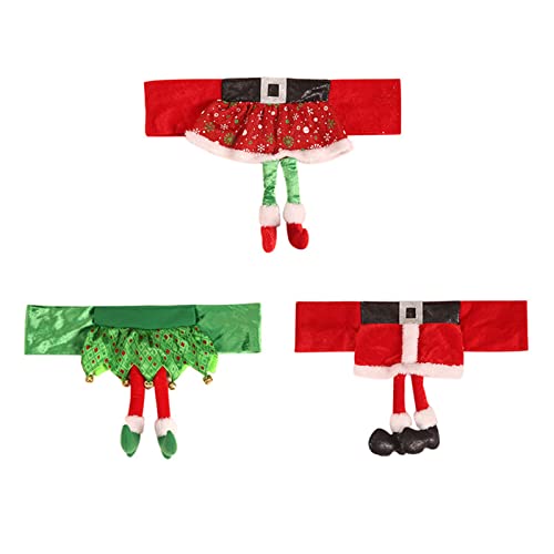 Flueyer 6 fundas para sillas de Navidad, fundas para sillas de elfo de Santa Claus de franela para cinturón de elfo, para decoración festiva de Navidad Cover