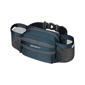 WATERFLY Fanny Pack with Water Bottle Holder Waist Pack for Men Women with Multi-Pockets Large Capacity Casual Bum Bag for Traveling Casual Cycling Running Hiking Dog Walking