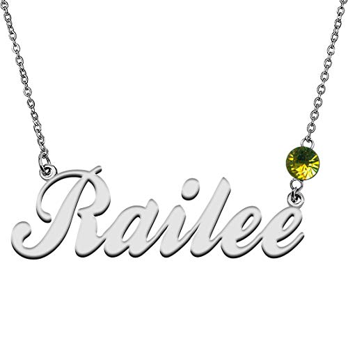 GR859C Personalized Charm Name Necklace with Birthstone for Best Friends Railee