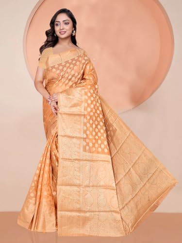 Image of Organza Silk Saree Wedding For Women Banarasi Sadi Original Kanchipuram Pure Rich Pallu Sari With Blouse Piece