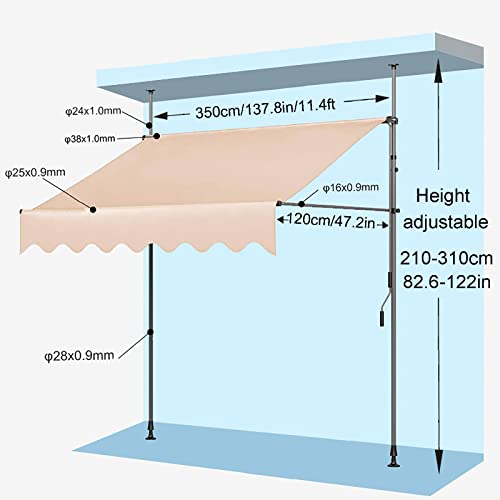 Store extérieur rétractable télescopique pare-soleil réglable balcon pergola - 6