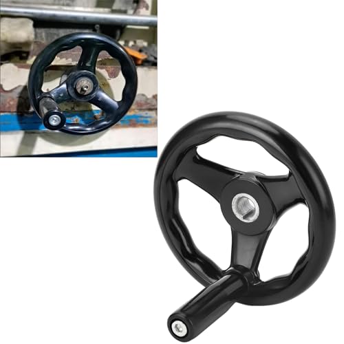 FAUOSWUK 16x160MM Lathe Handwheel,0.63 x 6.3in Round Cast Iron Chrome Plated Hand Wheel with Removable Handle,Black Handwheel for Many Types of Milling Machines and Lathes