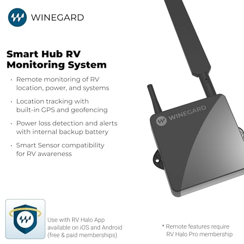Image of Winegard Smart Hub IH-1001 RV Monitoring and Control Interface - Indoor with GPS Geofencing Power Alerts - Internal Battery Backup Bluetooth Sensor Connectivity