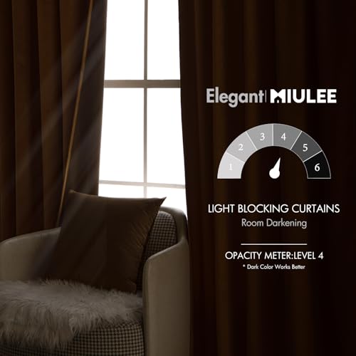 Image of MIULEE Velvet Curtains 52x96 inches 2 Panels Brown Blackout Curtains | Luxury, Bedroom Living Room, Thermal Insulated, Super Soft Window Drapes, Rod Pocket & Back Tab