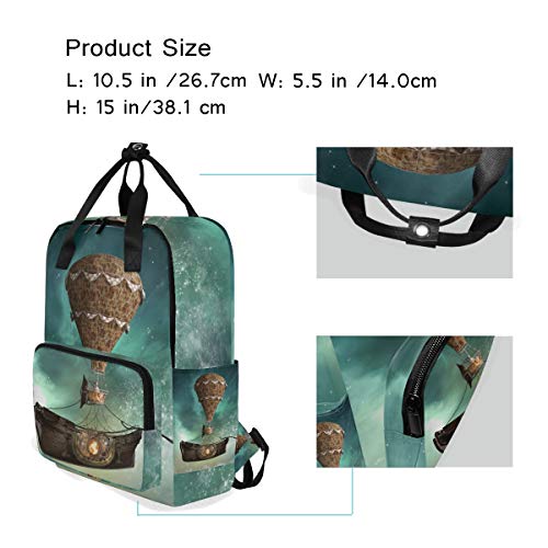 ZOMOY Backpack，Fantasy Steampunk Airship 3D Illustration ，New Casual Laptop Lightweight Daypack Canvas College School Travel Shoulder Bag Camping Climbing Hiking Bags steampunk buy now online