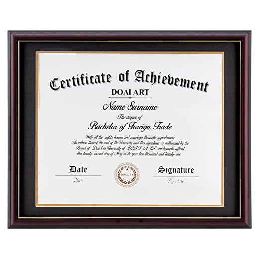 DOAI ART Diploma Frame 14 x 17 with Mat Solid Wood Display Document/Certificate 16x20 without Mat and Picture 17x14 with Black Over Gold Mat | Wall Hangers,New Zealand Cypress,HD Glass,Mahogany