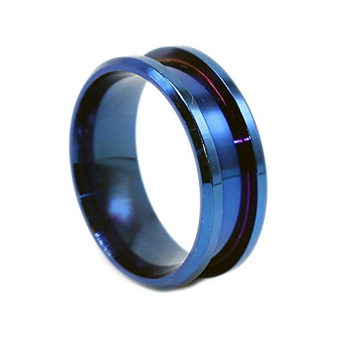 Womens Mens Ring 8mm Handmade Metal Blank Rings DIY Jewelry Making Supplies Craft Blue 6