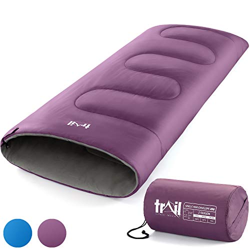 Kids Sleeping Bag, Mini Envelope 200gsm, 2 Season Summer Spring Autumn, Boys, Girls, Outdoor Camping, Lightweight Compression Carry Bag, 160cm x 65cm, Trail