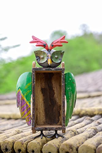 Porte-bouteille hibou en métal recyclé, idée cadeau déco originale - 3