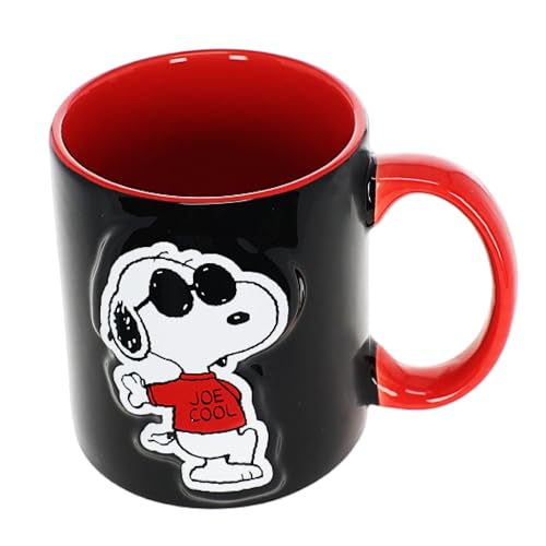 ICUP Peanuts Snoopy Joe Cool 18 oz Embossed Ceramic Coffee Mug, Boxed