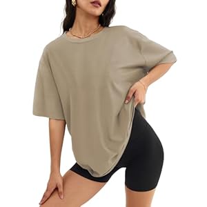 ATHMILE Womens Oversized T Shirts Loose Fit Crewneck Short Sleeve Tops Summer Casual Blouse Y2K 2025 Basic Tee Beach