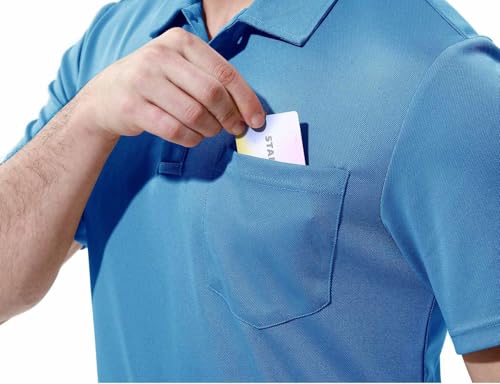 Image of Rdruko Men's Polo Shirts Short Sleeve Quick Dry Outdoor Golf Sports Shirts with Pocket