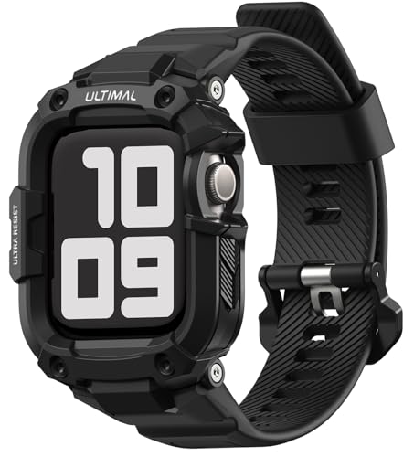 Image of ULTIMAL Rugged Band with Case for Apple Watch 46mm, Military-Grade Shockproof Protective Strap for Men, All-in-One Outdoor Sport Watch Band Compatible with iWatch Series 11 /10 (Black)