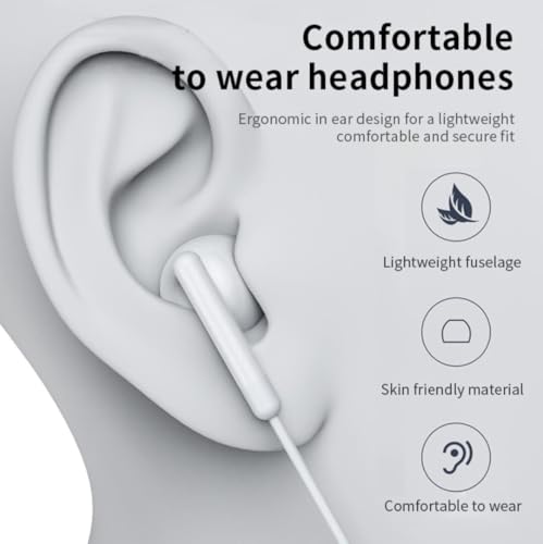 Image of Mizi USB-C Wired Earphones with Microphone & Volume Control, USB Type-C Earbuds Compatible with iPhone 17 /16 /15 Pro Max /Plus /Air, iPad Pro /Air, Galaxy S27 /S26 /S25 /S24 /S23 /S22 /S21 - White