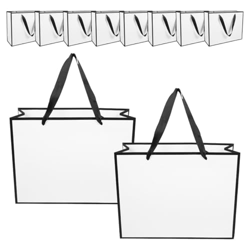 Sac en papier blanc avec poignées lot de 20 pour emballage de cadeaux et fêtes