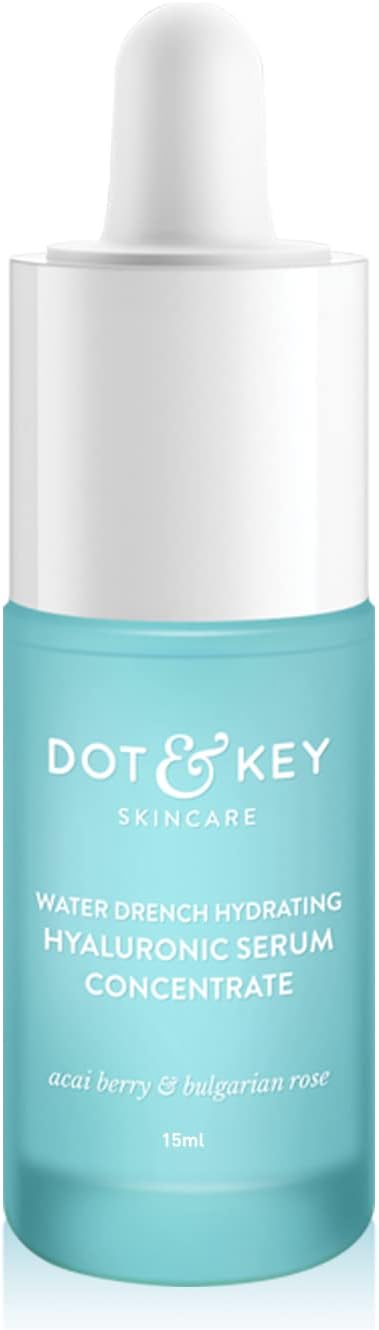 Dot & Key Water Drench Hydrating Hyaluronic Serum Concentrate with Acai Berry & Bugarian Rose | Light Weight, Quick Absorbing Serum for All Skin Types | 15ml
