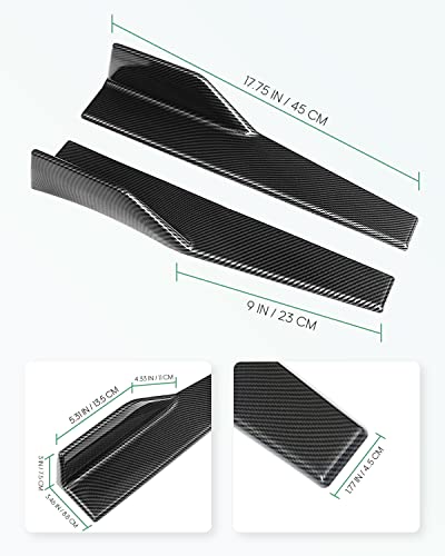 Scitoo Universal Carbon Fiber Style Side Skirt Rocker Splitters Diffuser Winglet Wind 17.75" 4" Left And Right Rocker Panel #TOP1
