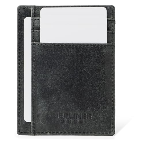 Image of BERLINER BAGS Full Grain Leather Front Pocket Wallet Men Karl, Dark Grey