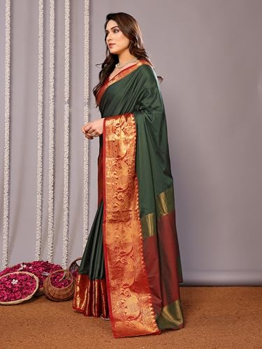 Image of Avantika Fashion Women's Woven Cotton Silk Art Silk Banarasi Saree With Blouse Piece