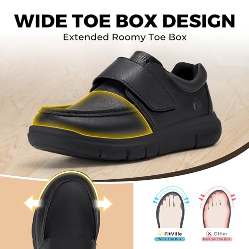FitVille Wide Diabetic Walking Shoes for Men Leather Oxford Comfortable Dress Business Casual Shoes Sneakers for All-Day Comfort2