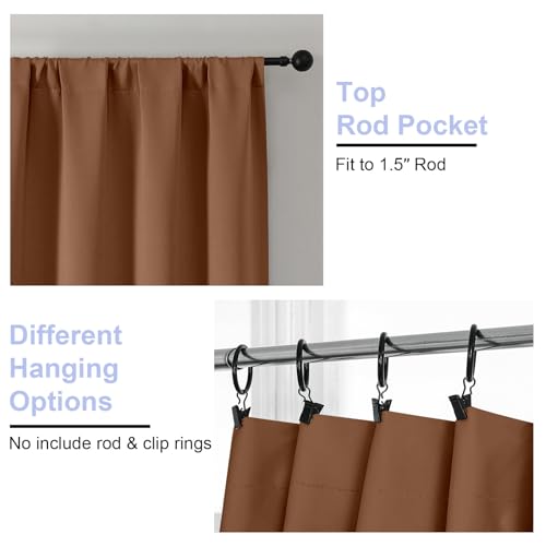 Simplebrand Ava Sun Baked Blackout Curtains for Bedroom 90 Inches Long 2 Panels Set, Solid Privacy Energy Saving Living Room Window Treatment Curtains Blackout Drapes, W50 x L90 Inch, Sun Baked