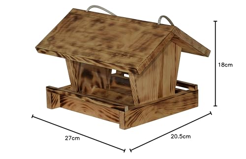 Dehner Natura Premium Wildvogel Futterhaus Linn, Futterstation für Wildvögel, Vogelhaus robust/hängend, inkl. Kordel zum Aufhängen, ca. 27 x 18 x 20.5 cm, aus FSC-zertifiziertem Kiefernholz, natur
