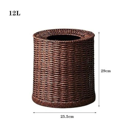 Caneca de basura redonda sin tapa 12L rattan PE miniatura 2