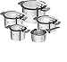 ZWILLING Set de casseroles Simplify en acier inoxydable, 5 pièces, avec tamis intégré dans le couvercle, adapté à l'induction, noir argenté