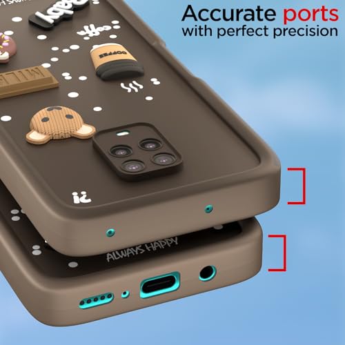 Image of Pikkme Back Cover for Redmi Note 9 Pro /Note 9 Pro Max /Poco M2 Pro /Note 10 Lite | Cute Fun Cartoon 3D Bear Silicone Full Body Protection Bumper Cover (Brown)