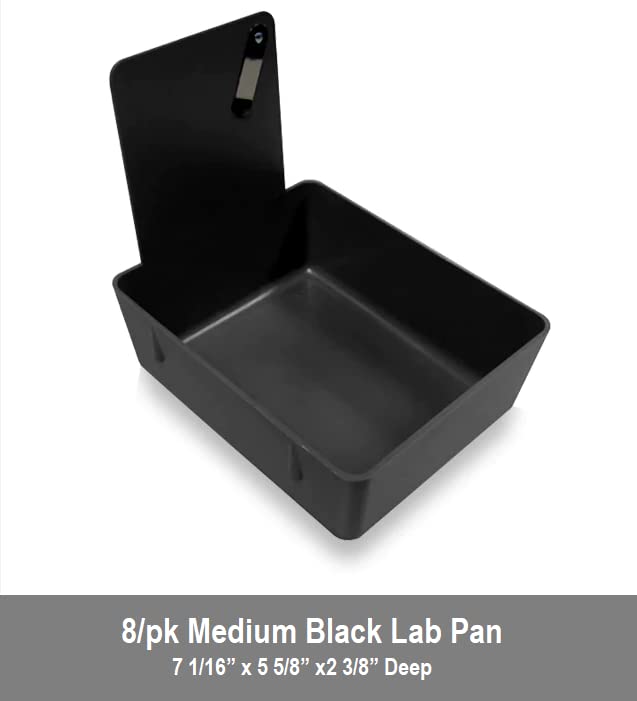 AmeriCan Goods 8/Pk Medium Medical Pro Lab Pan Dental Working Lab Pan Plastic with Stainless Steel Clip (Black)