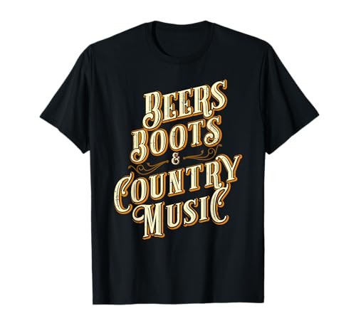 Bottes de bière amusantes et musique country western T-Shirt