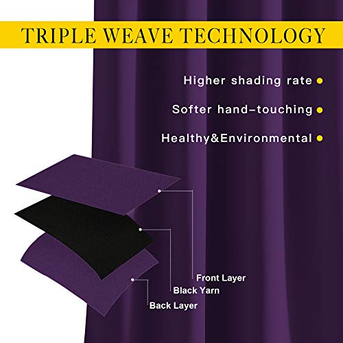 Nicetown Blackout Curtains Drapery Panels - Window Treatment Royal Purple Blackout Curtains/Panels For Bedroom/Living Room Window, 84 Inches Long, 2 Panel Set #TOP4