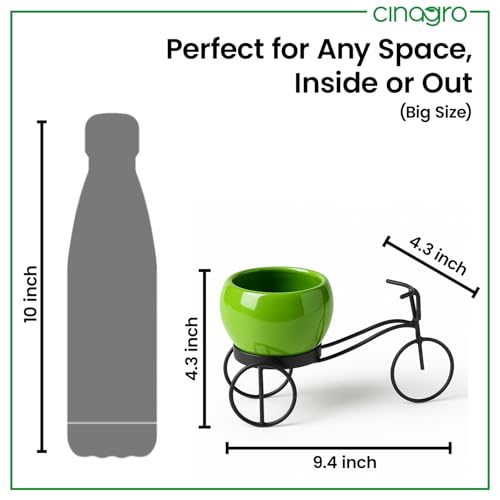 Image of CINAGRO Cycle-Shaped Metal Plant Stand for Indoor & Outdoor Use, Metal Cycle Flower Vase, Decorative Iron Planter Pot Holder for Flowers & Ornaments (24 x 11 x 11cm) Style: Urban Pedal, Big