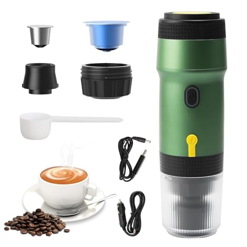 diceevil Cafetera expreso portátil, mini cafetera de viaje con USB, compatible con cápsulas NES, cápsula DG y café molido para senderismo, oficina y autocaravana
