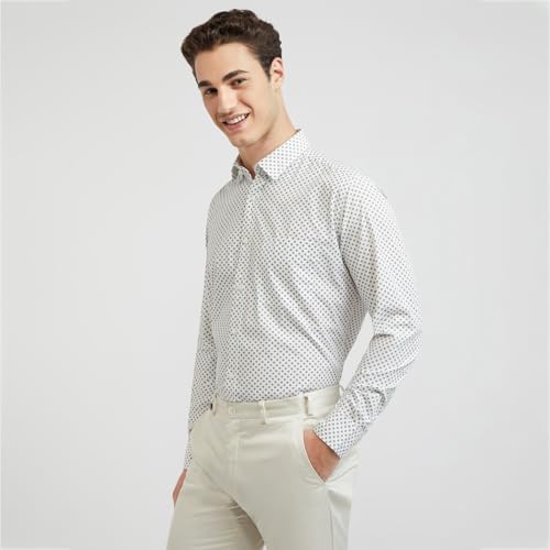 Image of Raymond Men's Pure Cotton Print Pattern Slim Fit Regular Collar Full Sleeve Casual Shirt