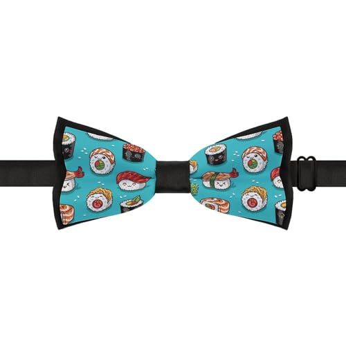 GoasNei Sushi And Sashimi Pattern Bow Tie for Men Adjustable Necktie Funny Tie Neck Ties for Weddings Party