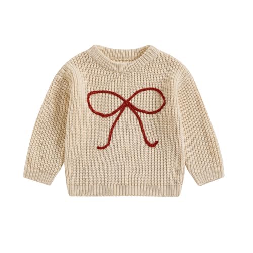 Image of Baby Girl Boy Toddler Knit Sweater Cute Round Neck Long Sleeve Pullover Unisex Oversized Sweatshirt Warm Kids Tops