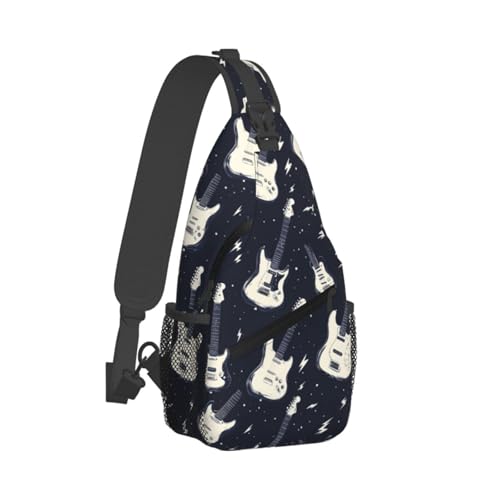 Petit sac à bandoulière homme femme avec sac banane réglable imprimé guitare
