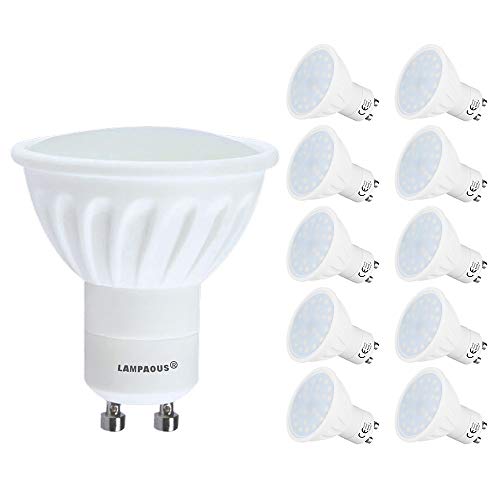 Lampaous® LED GU10, Lot de 10 ampoules,GU10 LED culot,6000k blanc froid 450lm,5w led remplace parfaitement les ampoules halogènes ordinaires de 50w.