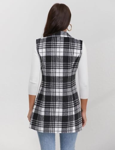 Image of IDEALSANXUN Plaid Vest for Women Fall Winter Sleeveless Blazer Jackets