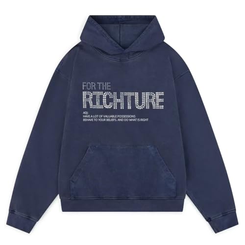 RICHTRUE Navy Blue Culture Hoodie Y2k Cute Oversized Graphic Hoodies