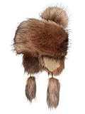 Schützt sehr gut vor Frost Futrzane Fellmütze Mongolische Mütze Bommel Wintermütze Pelzmütze (Beige)