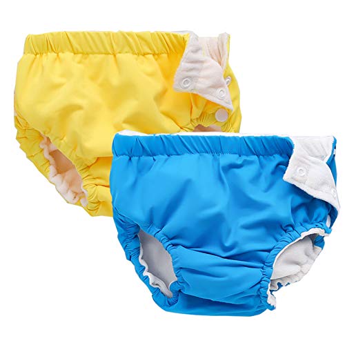Iijnuhb 1Pack 2 Pack Baby Reusable Swim Diapers,Washable Pants For 0-3 Years Toddlers Boys Girls Swimming Lesson Shower Gifts (Yellowblue 3 Months) #TOP12