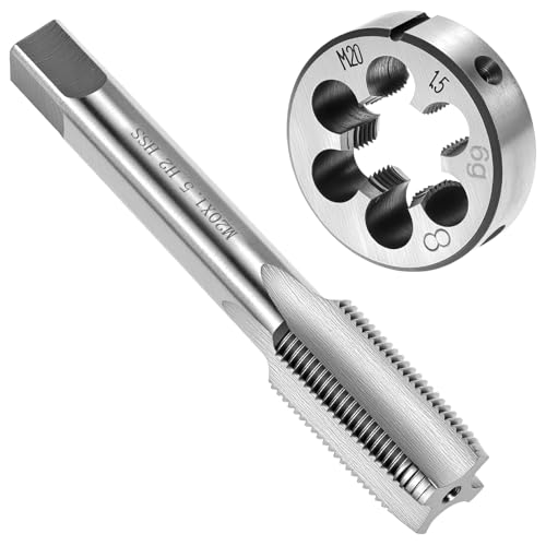 QWORK® Machos de roscar M20 x 1.5mm, juego de machos y terrajas