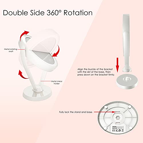 Doppelseitiger 1x/7x Vergrößerungs-Schminkspiegel mit LED-Lichtern, Beleuchteter Vergrößerter Kosmetikspiegel USB aufladbar, Berührungssensorsteuerung 3 Lichteinstellungen, Tischspiegel für Badezimmer - Image 3