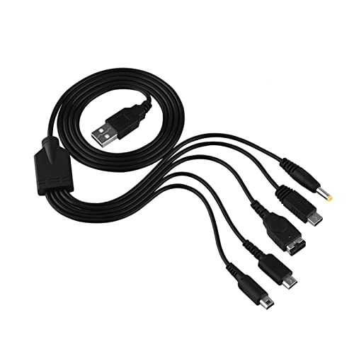 Goshyda Línea de Carga USB, Cable de Carga portátil multifunción 5 en 1 para Nintendo NDS LL/XL 3DS Wii U PSP
