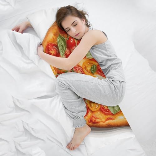 Taie d'oreiller pizza cœur 50x137 cm : housse de coussin douce, lavable et respirante