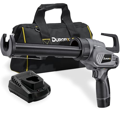 Durofix Cordless Caulking Gun, G12 Series Brushless Motor with 8-Speed Settings, 12V 2Ah Battery, Charger and Canvas Bag