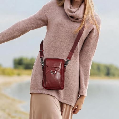 Image of Augus Genuine Leather Small Crossbody Messenger Phone Bag for men's