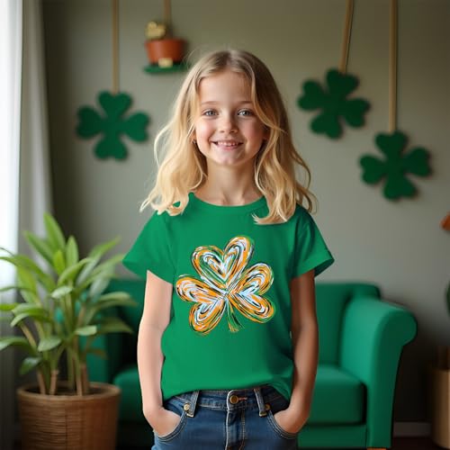 Kids St. Patrick's Day Shirts Boys Girls Shamrock Graphic T-Shirt Irish Clover Print Short Sleeve Summer Tees4